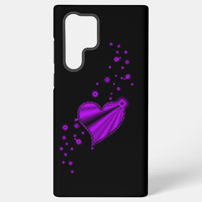 Coque Samsung Galaxy Coeur arc-en-ciel pourpre avec étoiles (Verso)