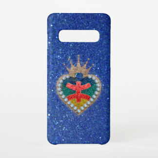 Coque Samsung Galaxy S10 coeur avec le drapeau amazigh dans une parties sci