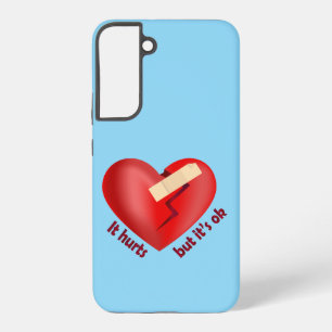 Coque Samsung Galaxy Cœur brisé guéri avec un pansement et citation de 