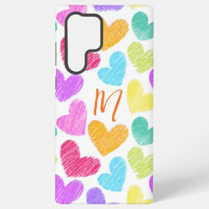 Coque Samsung Galaxy Coeur coloré mignon Pastel Valentine Love Monogram