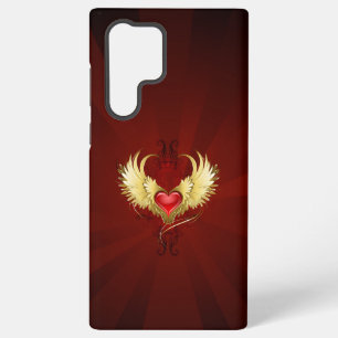 Coque Samsung Galaxy Coeur rouge avec ailes d'or
