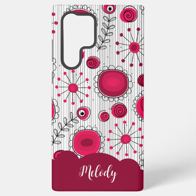Coque Samsung Galaxy Coeurs blancs blancs blancs blancs Whimsical fleur (Verso)