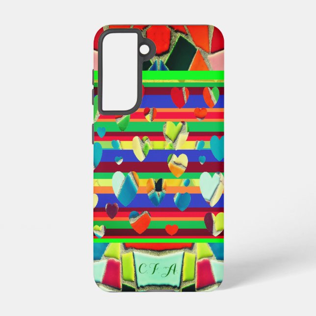 Coque Samsung Galaxy Coeurs Mosaïque Art tendance (Verso)