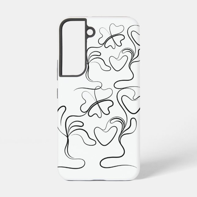 Coque Samsung Galaxy Coeurs noirs sur blanc (Verso)