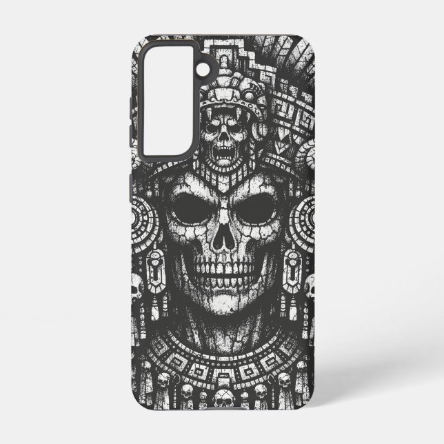 Coque Samsung Galaxy Coiffe de crâne aztèque par BurnsInHell (Verso)