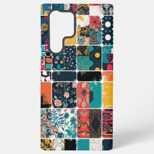 Coque Samsung Galaxy Collage de motifs abstraits et floraux colorés,
