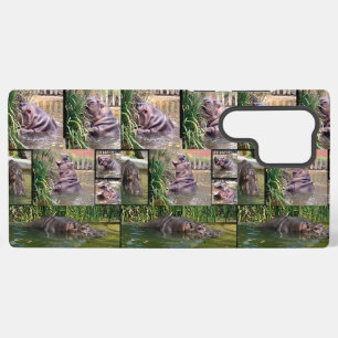 Coque Samsung Galaxy Collage de photos d'hippopotame, verre à boire