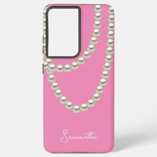 Coque Samsung Galaxy Collier de perle rose élégant