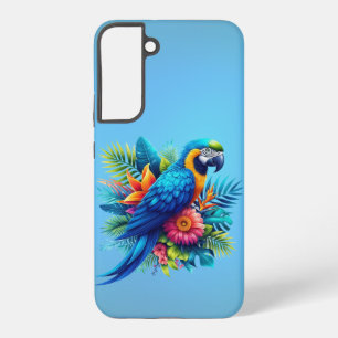 Coque Samsung Galaxy Coloré, perroquet macaw tropical bleu