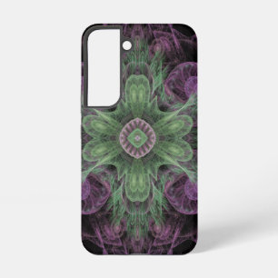 Coque Samsung Galaxy Conception Abstraite fractale violet et verte
