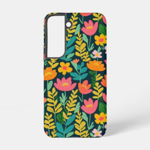 Coque Samsung Galaxy Conception colorée de fleurs et de feuilles 