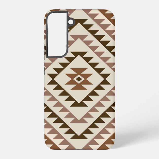 Coque Samsung Galaxy Conception de motif diamant aztèque Brun+Crème (Verso)