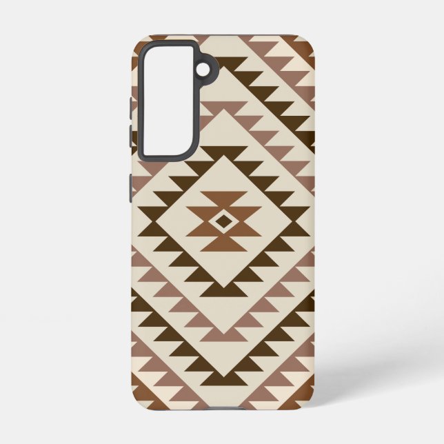 Coque Samsung Galaxy Conception de motif diamant aztéque marron+crème (Verso)