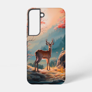 Coque Samsung Galaxy Conception de scène forestière enchantée de cerfs 
