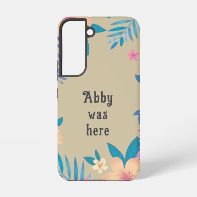 Coque Samsung Galaxy Conception Florale Hawaïenne sur Sable (Verso)
