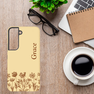 Coque Samsung Galaxy Conception florale minimaliste élégante avec monog