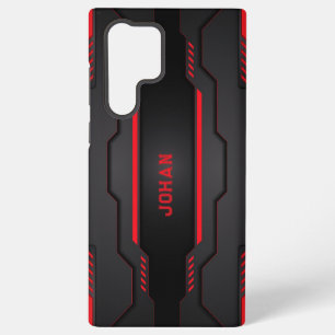 Coque Samsung Galaxy Conception géométrique métallique noir et rouge
