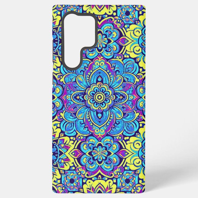 Coque Samsung Galaxy Conception inspirée du Mexique jaune bleu (Verso)