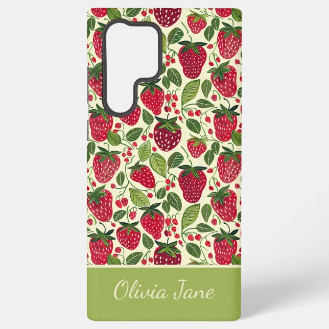Coque Samsung Galaxy Conception mignonne de fraise avec nom personnalis (Verso)