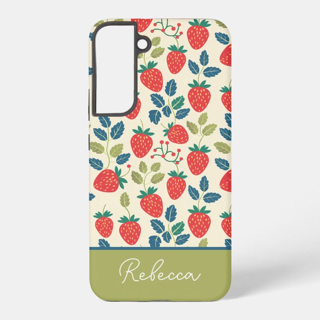 Coque Samsung Galaxy Conception mignonne de fraise avec nom personnalis (Verso)