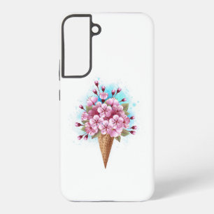 Coque Samsung Galaxy Cône de gaufre de glace Sakura rose