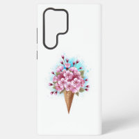 Cône rose Sakura crème glacée gaufre