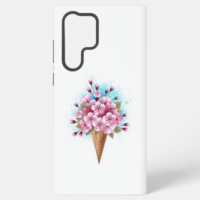 Coque Samsung Galaxy Cône rose Sakura crème glacée gaufre (Verso)