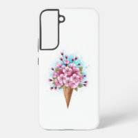 Cône rose Sakura crème glacée gaufre