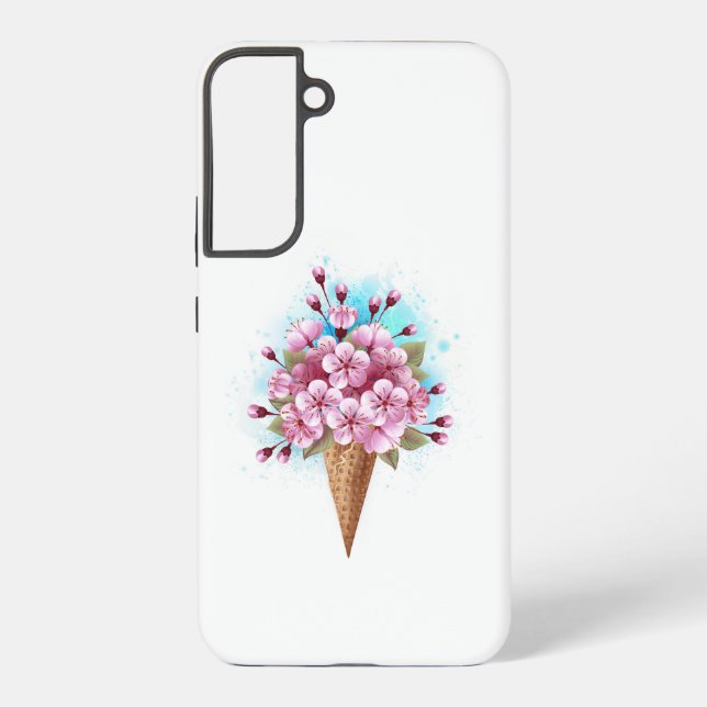 Coque Samsung Galaxy Cône rose Sakura crème glacée gaufre (Verso)