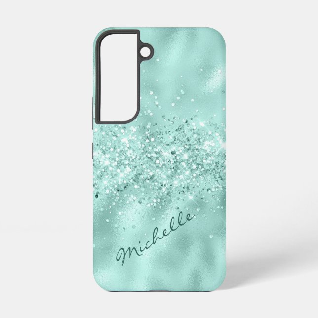 Coque Samsung Galaxy Confetti à huile bleu Glam Aqua (Verso)