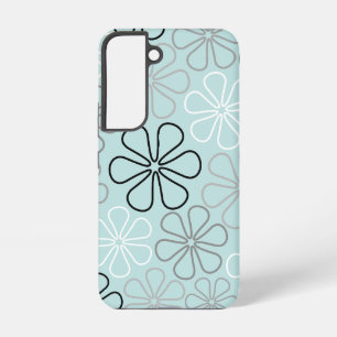 Coque Samsung Galaxy Contours de grande fleur abstraite BWG + Bleu d'oe
