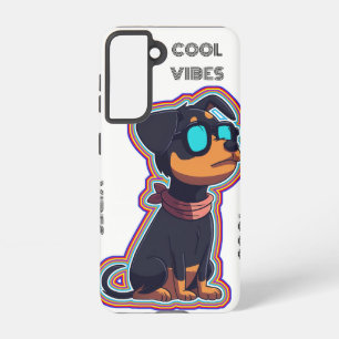 Coque Samsung Galaxy Cool froid coloré chien vibrant dans les lunettes