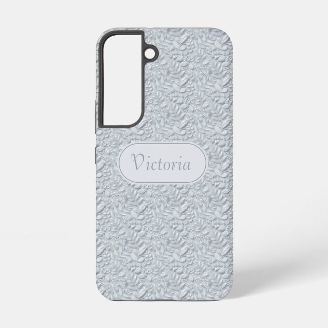 Coque Samsung Galaxy Coque Galaxy S22  Fleur blanc en simili cuir  (Verso)