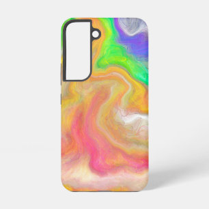Coque Samsung Galaxy Coral, Bleu, Vert, Rose Art Fluides Abstraits