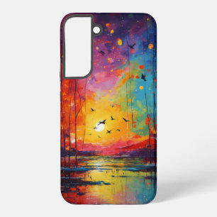 Coque Samsung Galaxy Coucher de soleil et design d'art d'oiseaux