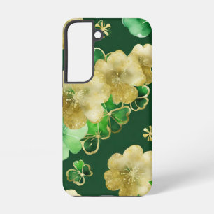 COQUE SAMSUNG GALAXY COULEUR D'EAU VERT & OR SHAMROCK IRLANDAIS