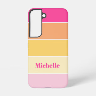 Coque Samsung Galaxy Couleur d'été personnalisée couleur rose Bandes