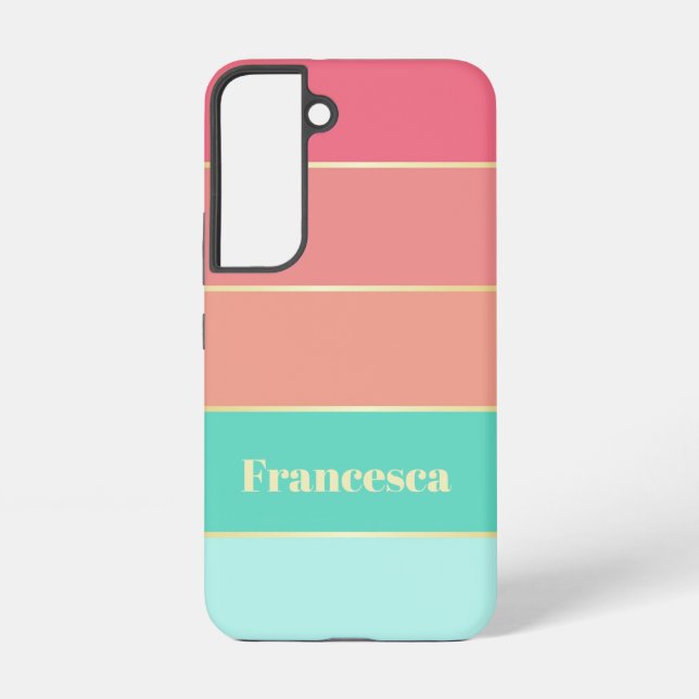 Coque Samsung Galaxy Couleurs d'été personnalisées Bandes de blocs de c (Verso)