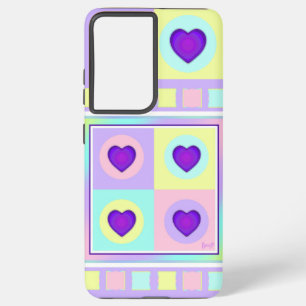 Coque Samsung Galaxy Couleurs pastel & coeurs violets battre