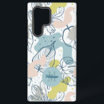 Coque Samsung Galaxy Couleurs pastel Palm feuilles et formes organiques<br><div class="desc">Pastel colore des feuilles de palmiers tropicaux aux formes organiques dans un motif sans couture avec un arrière - plan blanc. monogramme facultatif.</div>