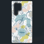 Coque Samsung Galaxy Couleurs pastel Palm feuilles et formes organiques<br><div class="desc">Pastel colore des feuilles de palmiers tropicaux aux formes organiques dans un motif sans couture avec un arrière - plan blanc. monogramme facultatif.</div>