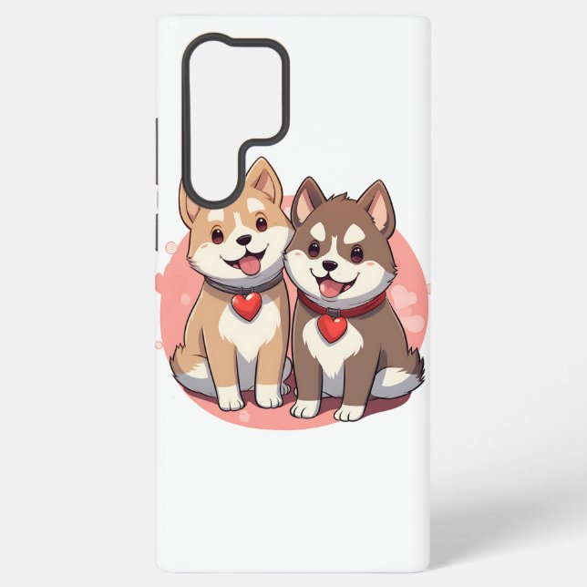 Coque Samsung Galaxy Couple de chien mignon Shiba Inu en amour (Verso)