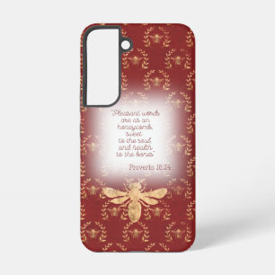 Coque Samsung Galaxy Couronne de luxe abeille or rouge profond Grille F