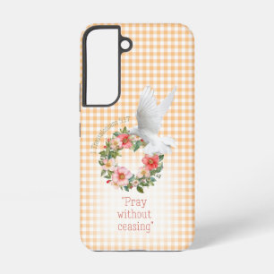 Coque Samsung Galaxy Couronne Rose à carreaux Filleul Rose Blanche Foi