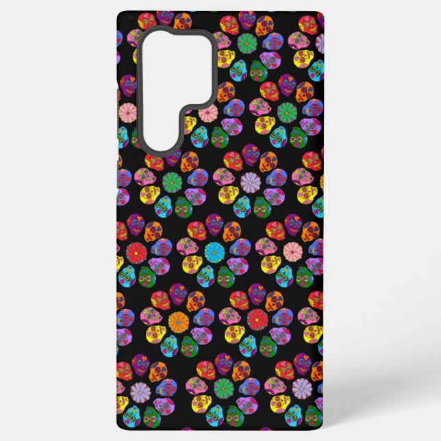 Coque Samsung Galaxy Crâne de Sucre Fleur (Verso)