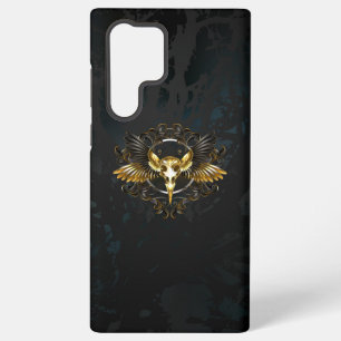 Coque Samsung Galaxy Crâne d'oiseau doré sur fond noir