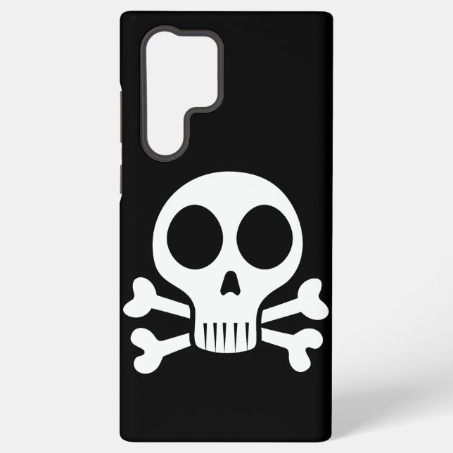 Coque Samsung Galaxy crâne effrayant sur fond noir (Verso)