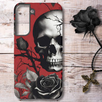Crâne gothique avec Rose noir