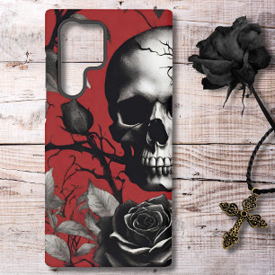 Coque Samsung Galaxy Crâne gothique avec Rose noir