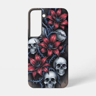 Coque Samsung Galaxy Crâne gothique et fleur rouge